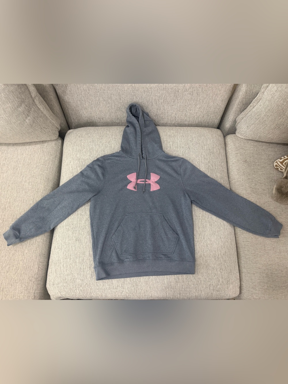 Under Armour Women's Charcoal Hoodie with Pink Logo